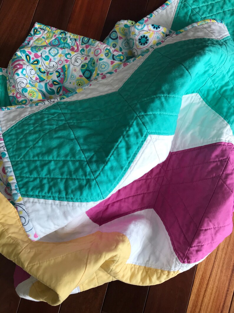 Toddler Quilt Colorful Girl Quilt Crib Blanket Modern Etsy