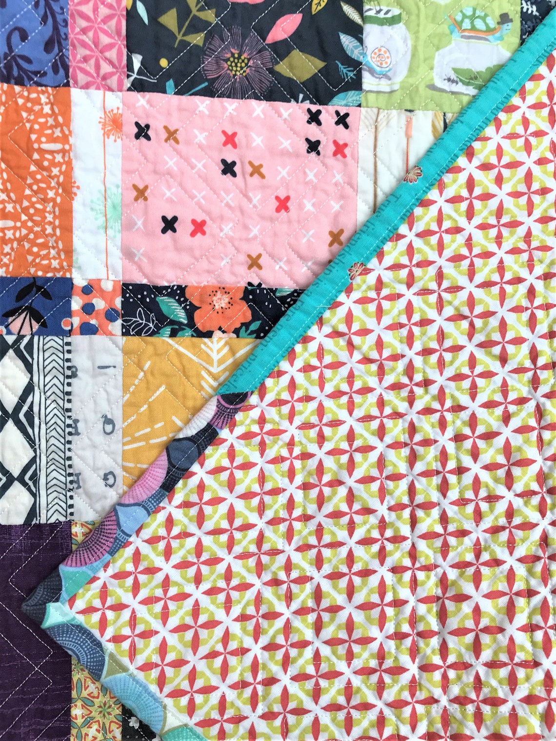 Patchwork Quilt Couch Quilt Small Twin Bed Scrappy Plaid Etsy