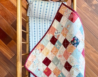 Handmade Scrappy Patchwork Doll Quilt: American Girl Bedding, Pet Quilt