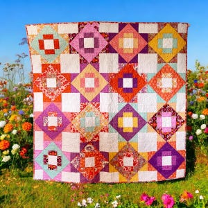 Colorful quilt, patchwork quilt, handmade quilt, modern quilt, bed topper, sofa throw, gift for her, geometric quilt, bohemian quilt