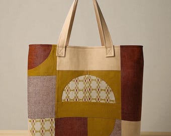 Eco-Friendly Patchwork Tote Bag – 14.5x13.5 Inches