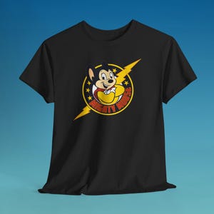 Mighty Mouse Retro tecknad symbol herr marinblå svart t-shirt storlek S till 5XL