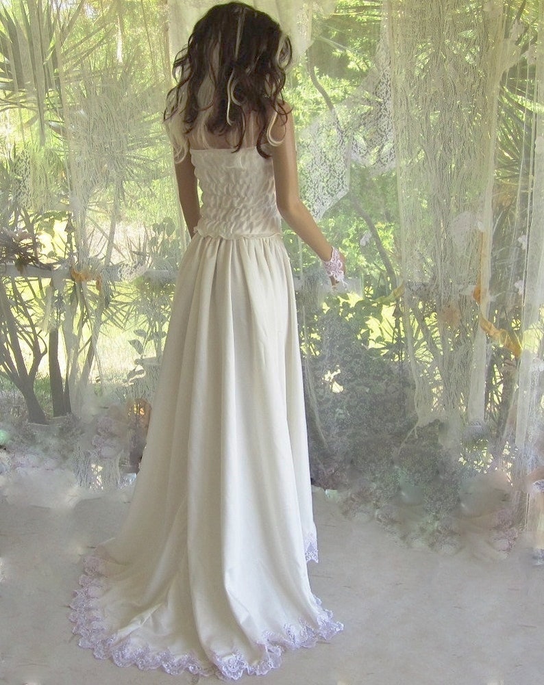 Beach Wedding Gown Collection 2 Cream Colored Vintage Long Etsy