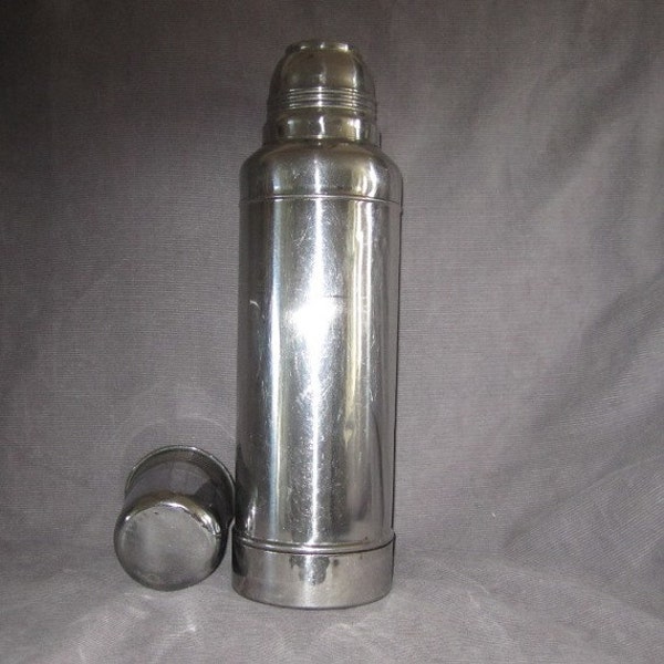 Vintage iced tea or hot cocoa Retro Stanley cork style stainless steel thermos, Father's day gift
