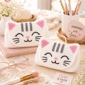 Crochet Cat Pattern, Eyeglass Holder PDF,  Crochet Pouch Pattern, Cute Crochet Bag,  Amigurumi Cat Pattern, Crochet Case, Digital Download