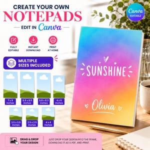 Editable Notepad Canva Template Bundle | Printable Memo Pad Designs| Digital Download
