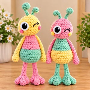 Crochet Alien Pattern Bundle, 2 Amigurumi Alien Designs, Cute Space Creature Plush, Kawaii Alien PDF, Digital Download
