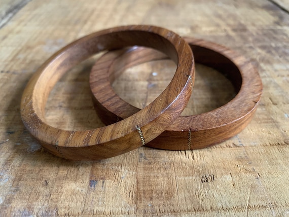 Vintage Wood Wooden Bangle Bracelet