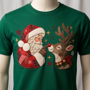 Christmas Santa Reindeer Boop Faux Ripped Shirt Look Torn Frayed Burlap Distressed PNG, Holiday Pod Dtf Xmas png sublimation popular now