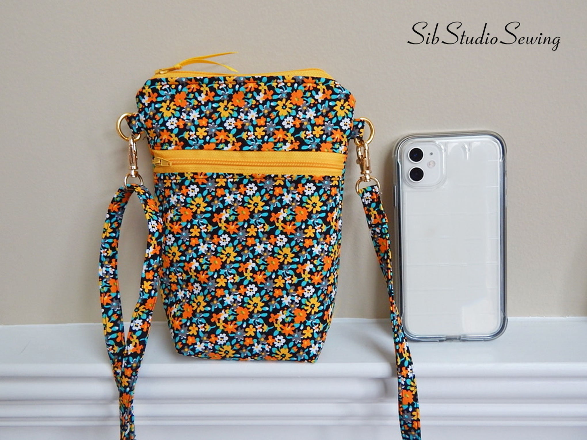 Yellow Flowers Mini Crossbody, 8 X 6 X 2.25 Inches, Zipper