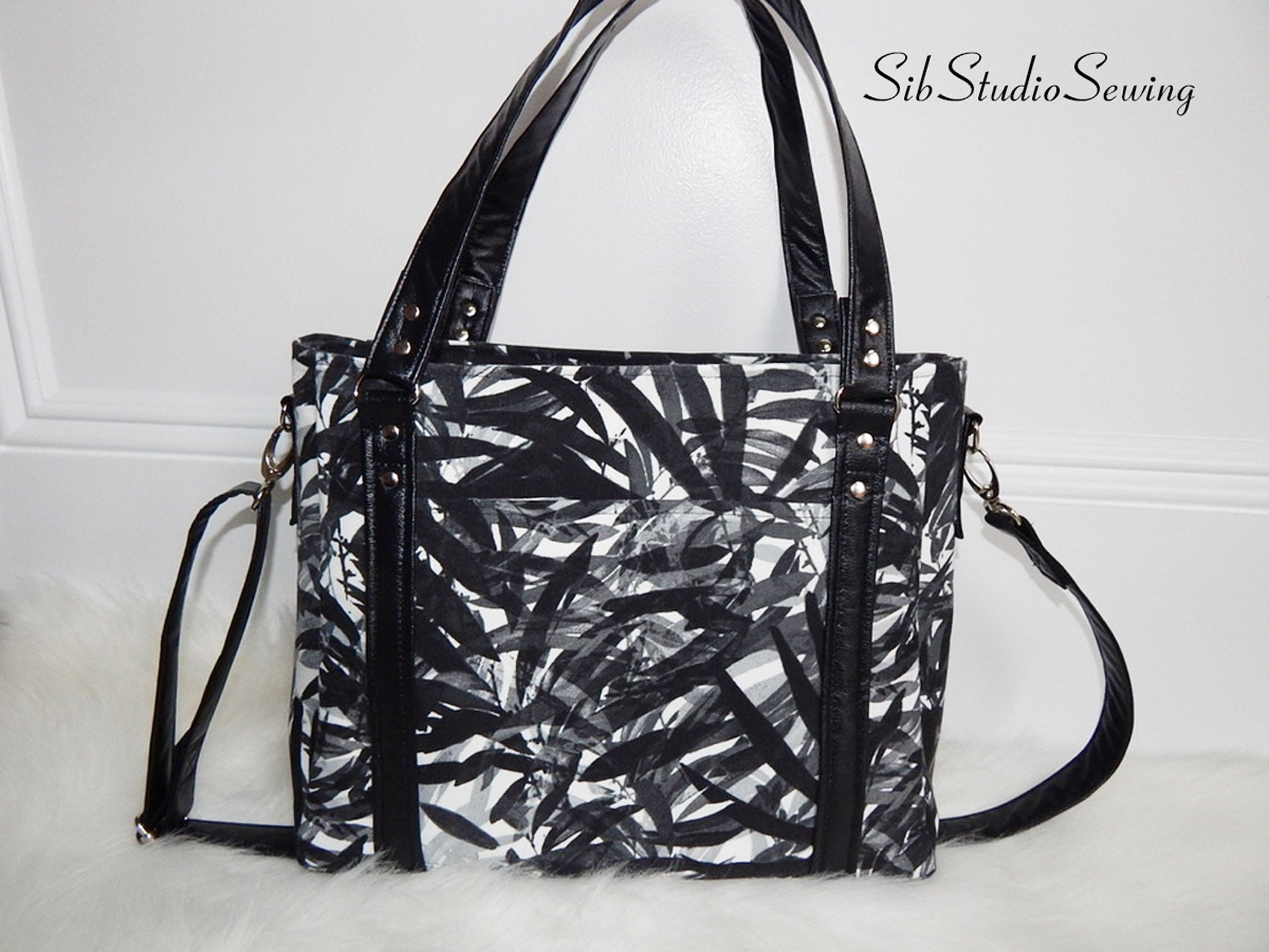Stylish Black Leather Tote Bag