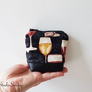 Pequeña bolsa de vino, 4 x 4 pulgadas, cierre de cremallera, acolchado, bolsa de tarjeta de regalo de vino, bolsa pequeña con cremallera de vino, monedero de moneda de vino, bolsa con cremallera de copas de vino