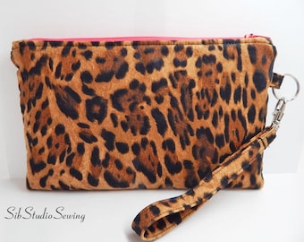 Leopard Smartphone Clutch, 9 x 5.5 inches, Fits iPhone 15 Pro, Plus & Max Smartphones up to 7" Length,  Pockets, Animal Print Phone Purse