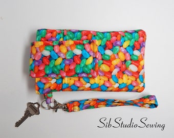 Jellybean Smartphone  Wristlet, Fits iPhone 15, 14, SE, Smartphones up to 6.25" x 3.25", Key Ring, Pocket, Jellybean Phone Purse