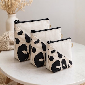 Patron de couture PDF pour trousse de maquillage (3 tailles), pochette cosmétique zippée, trousse de toilette facile à réaliser pour débutants, téléchargement numérique instantané