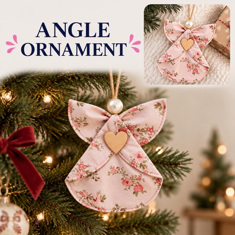 Easy Fabric Angel Ornament Pattern PDF | Folded No-sew Angel Sewing ...