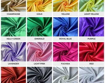 Polyester Satin Fabric | 60'' Wide x Sold by Yard | Shiny | Lightweight | Dresses | Costumes | Decoration | Table Cloths | Silky | Glossy