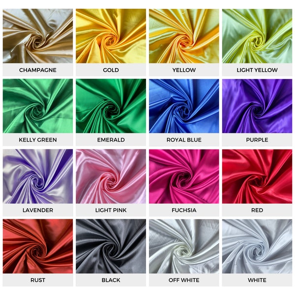 Polyester Satin Fabric | 60'' Wide x Sold by Yard | Shiny | Lightweight | Dresses | Costumes | Decoration | Table Cloths | Silky | Glossy
