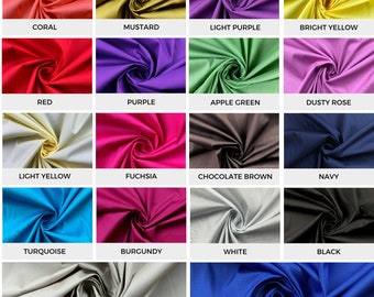 Verschiedene Farben Stretch Baumwolle Popeline Stoff | 120 cm Breit x Verkauft lose Ware | Kleidung | Mittelgewicht | Futterstoff | Sommer | Quilten | Gesichtsmaske