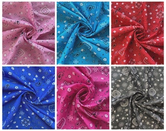 Bandana Print Polyester Fabric | 56" Wide x Sold by Yard | Deadstock | Clothing | Apparel | Decoration | Sewing | Home