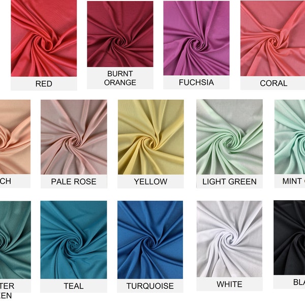 Assorted Colors Stretch Polyester Lining Fabric | 60" Wide x Sold by Yard | Clothing | Lightweight Weight | Lining | Stretch