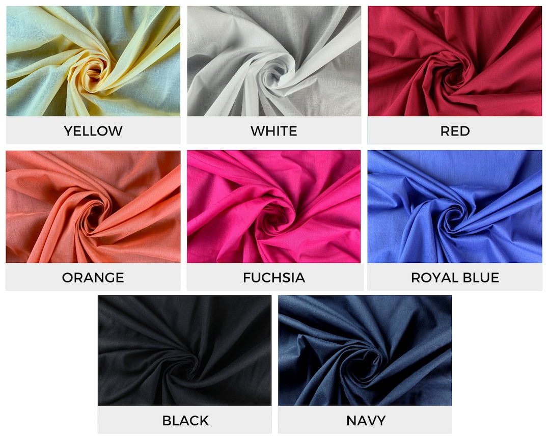 Assorted Colors Cotton Lawn Fabric 58'' Wide X Sold by Yard Lightweight Lining for Clothing