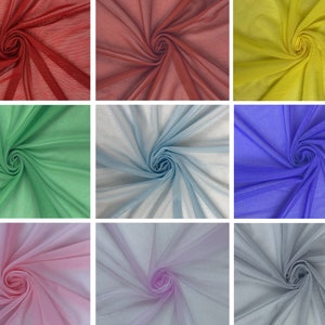 Assorted Colors Nylon Power Mesh Fabric | 58'' Wide x Sold by Yard | Polyester | Stretch | Undergarments | Wedding Dress | Clothing