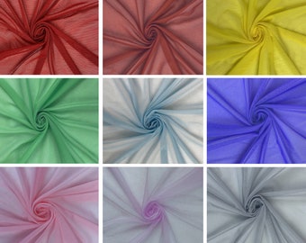 Assorted Colors Nylon Power Mesh Fabric | 58'' Wide x Sold by Yard | Polyester | Stretch | Undergarments | Wedding Dress | Clothing