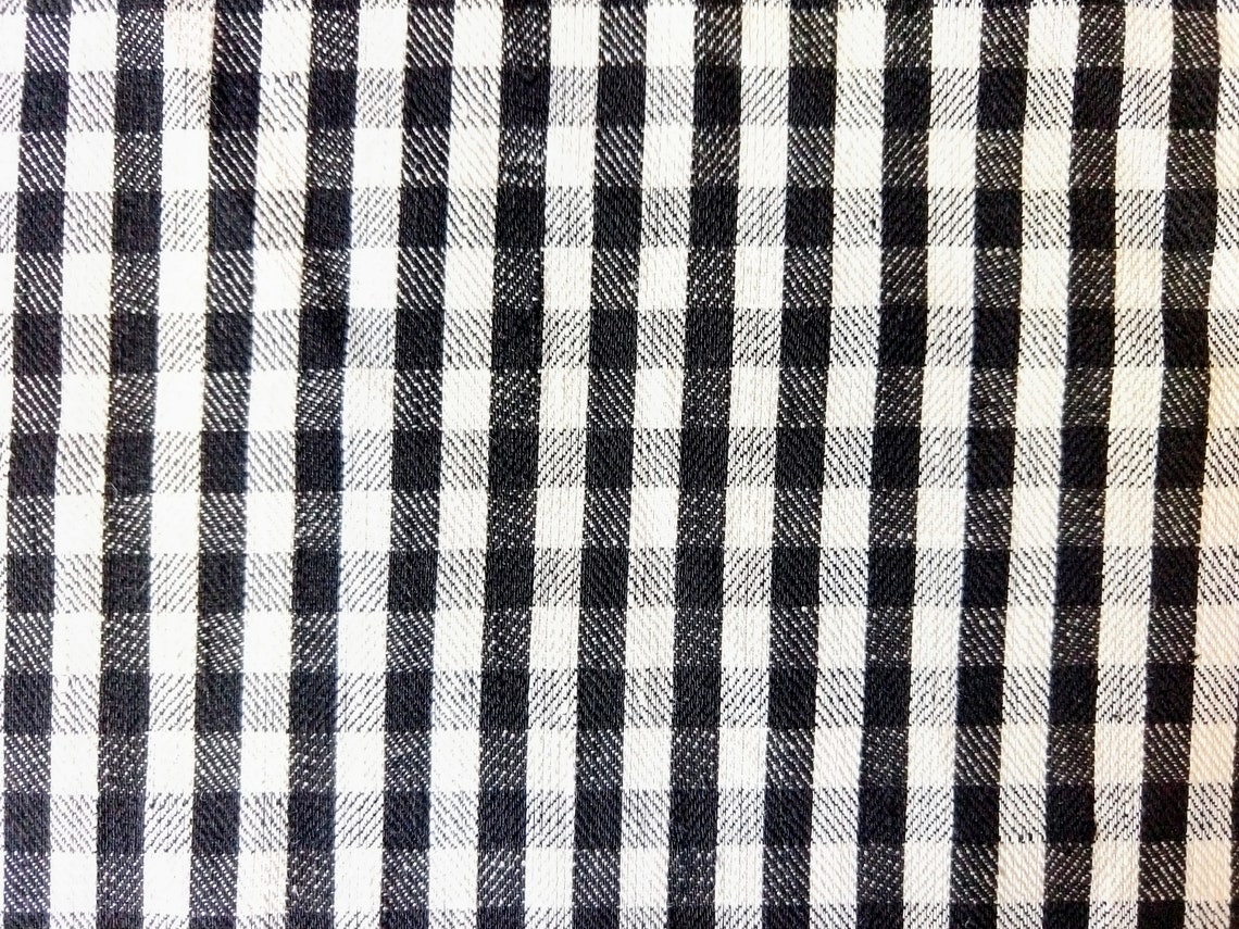 Linen Black and White Gingham Fabric Etsy