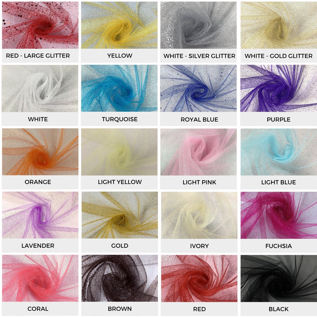 Assorted Colors Polyester Glitter Tulle Fabric 58 Wide X Sold By 