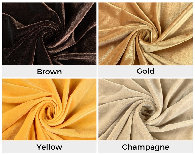 Pu&ograve; includere: Quattro campioni di tessuto in diversi colori: marrone, oro, giallo e champagne. Il tessuto &egrave; morbido e vellutato.