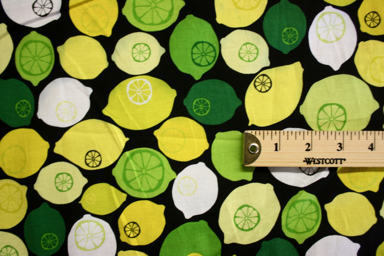 Lemon Pattern Vintage Cotton Fabric 41 Wide Per Yard Etsy