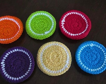 Rainbow Coasters, Crochet Coasters, Colored Coasters, Gift for Her, Gift for Him, Housewarming Gift