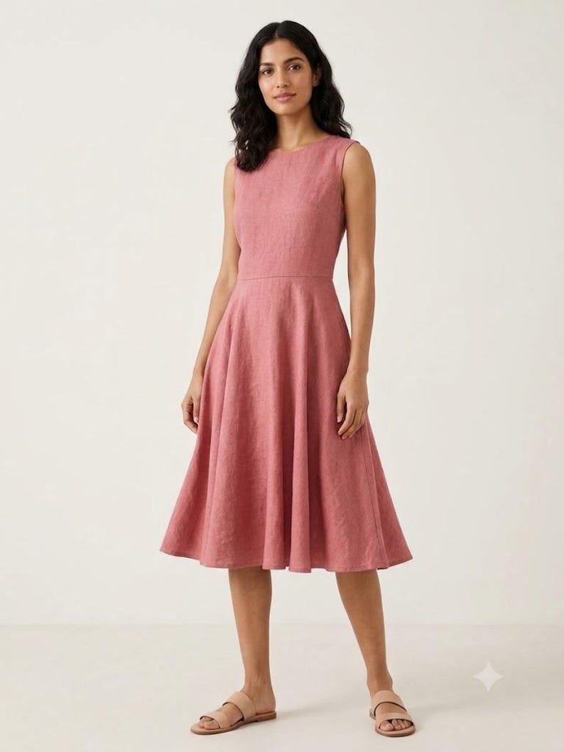 Linen Flare Dress Sewing Pattern PDF, Women's Dress Pattern, Piped ...