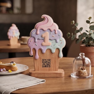 Ice Cream Table Numbers 1-25 | Laser Cut Template | QR Code Menu Stand | Pastel Party Decor | Digital Download