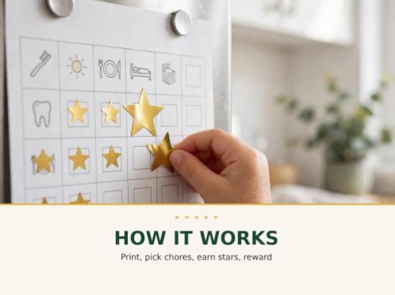 Kids Chore Chart Printable | Weekly Chore Chart for Kids, Star Reward ...