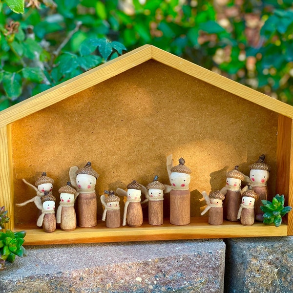 Educational and Imaginative: Waldorf and Montessori Inspired Acorn Family Peg Dolls (Finished with Beeswax)