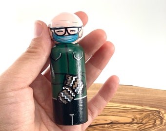 Bernie Sanders Inauguration Day Inspired Hand-painted Wooden Peg Doll