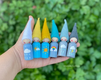 Gnomos del clima Waldorf: juguetes de aprendizaje inspirados en Montessori
