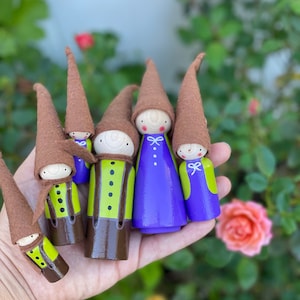 Waldorf/Montessori Family of Gnome/Peg Dolls - Set of Six