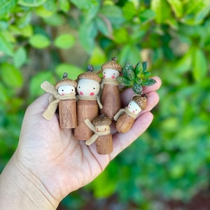Educational and Imaginative: Waldorf and Montessori Inspired Acorn Family Peg Dolls (Finished with Beeswax)