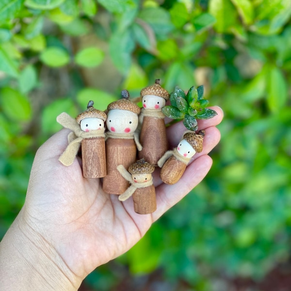 Educational and Imaginative: Waldorf and Montessori Inspired Acorn Family Peg Dolls (Finished with Beeswax)