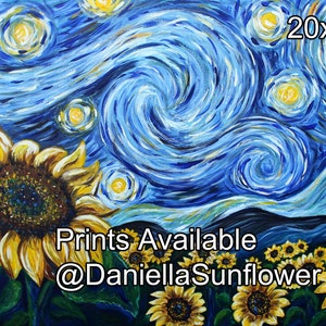 Sunflower Starry Night Prints by Daniella Sunflower Size: 20x30 (LARGE)
