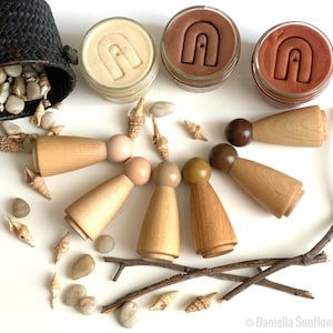 Waldorf and Montessori Inspired Set of 6 Muilticultural/Diverse Jumbo Peg Dolls