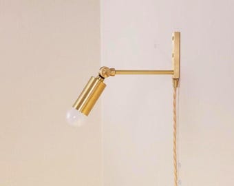 Solid Brass Swing Arm Wall Sconce | Adjustable Reading Lamp, Modern Bedside Light