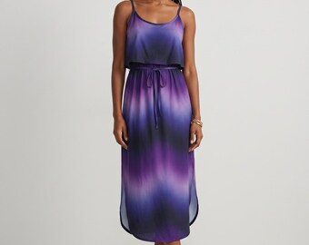 Witchy Maxi Dress Women Plus Size, Mystical Twilight Ombre Violet Indigo Black | Dark Celestial Evening Gown, Fall Wedding Guest S–5XL