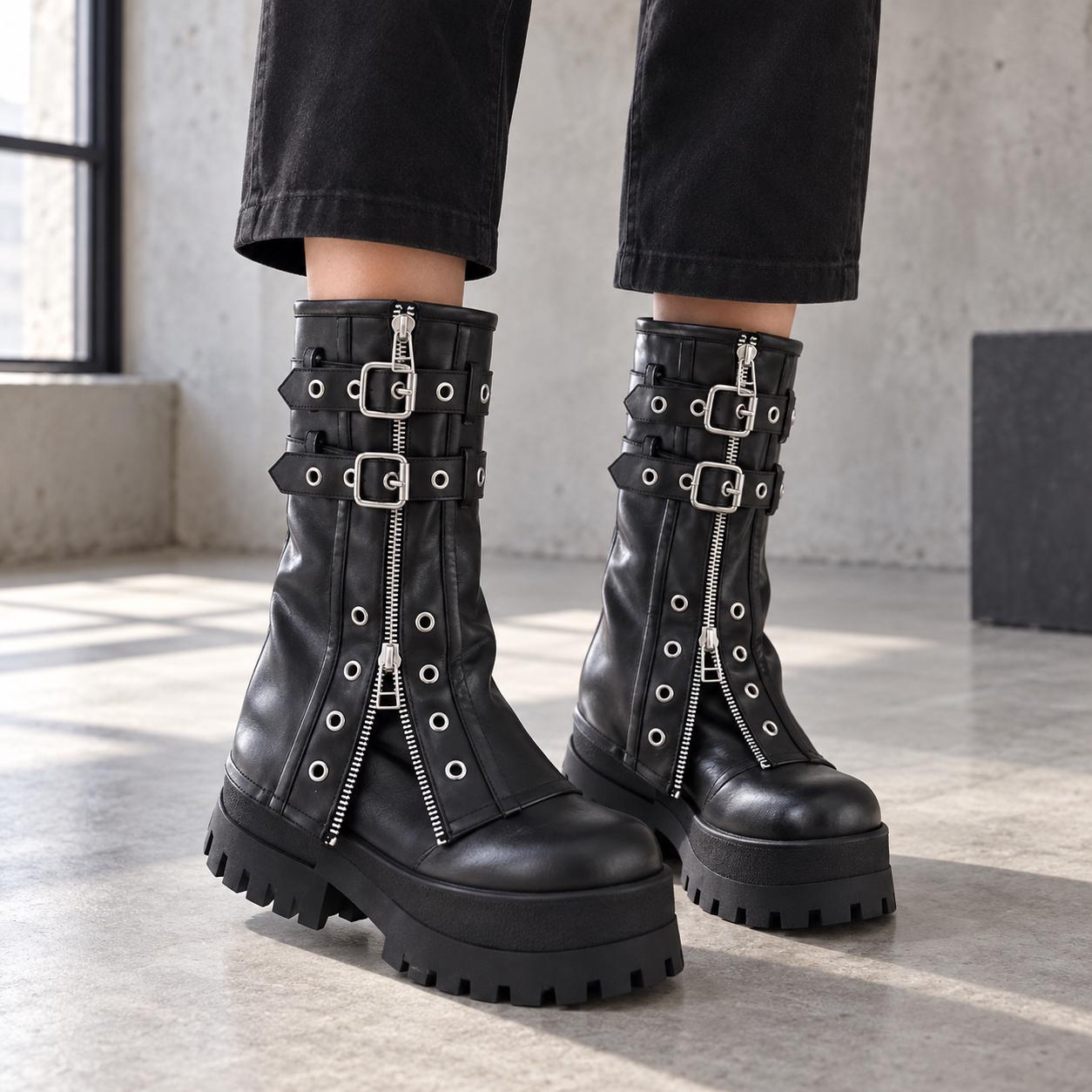 Double Zipper Boots - Etsy