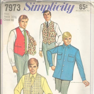 Vintage 1968 Simplicity 7973 Men's Shirt & Reversible Vest - Etsy