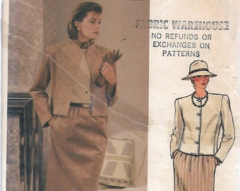 Vintage 1980's Vogue 9050 Misses Jacket & Skirt Sewing Pattern Sizes 8-10-12 Bust 31 1/2" -32 1/2" - 34" UNCUT FF