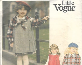 Vintage 1980's Vogue 1400 Children's Jumper, Dress & Scarf Sewing Pattern Size 3-4-5 Breast 22"-23"-24